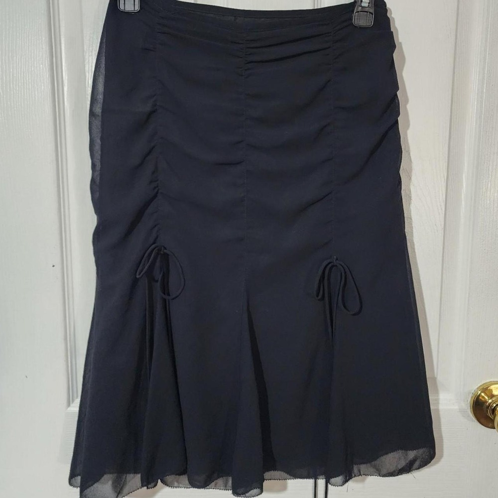 Black Y2K Ruched Ruffle Mermaid Skirt